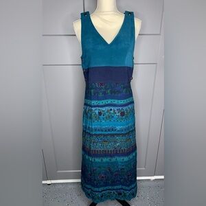 Vintage R.J. & Co. Maxi Tank Dress Women Petite 6 V-Neck Floral Print Multicolor